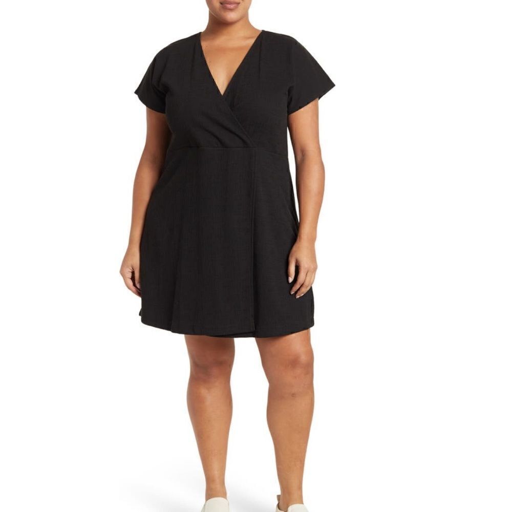 MADEWELL Texture Thread Wrap Dress, Classic Chic, Black, Size 3X (22W - 24W) NWT